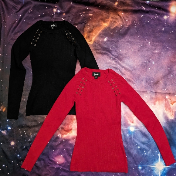 🐞 2 By & By Black and Red Sweater Bundle Size XS - Picture 2 of 9